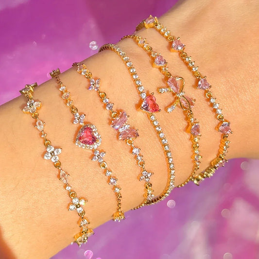 Exquisite Sweet Pink Zircon Bracelet