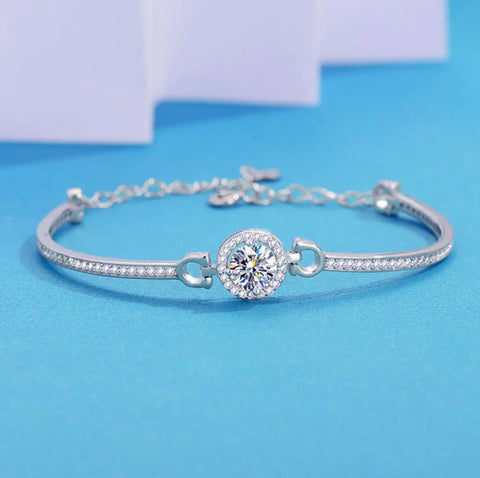 Sterling Silver White Moissanite Bracelet