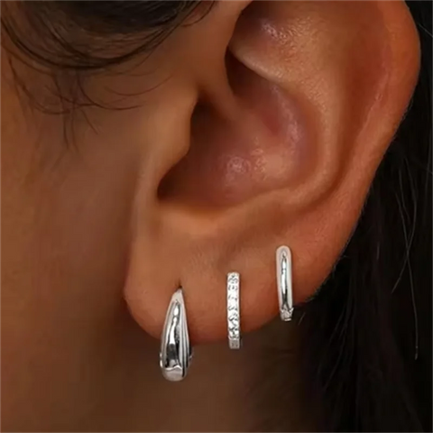 3Pcs Double Crystal Tragus Earring
