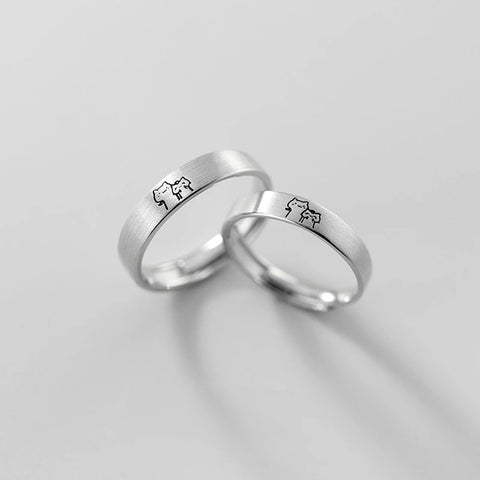 New Simple Couple Rings Silver
