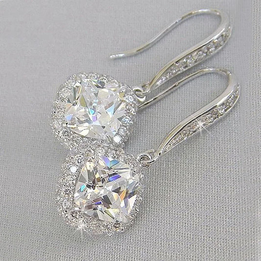 Exquisite Fashion Silver Color Inlaid White Zircon Dangle Earring