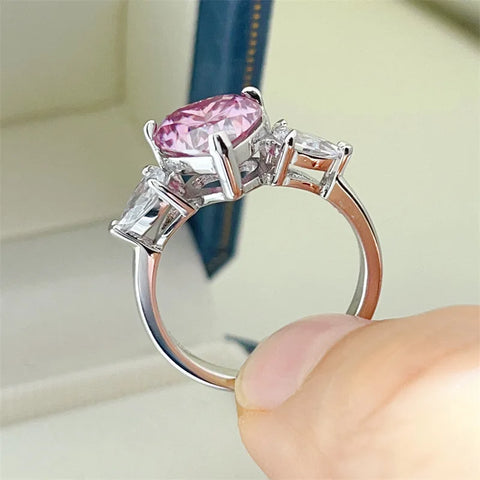 Luxury 1-3ct Pink Heart Moissanite Rings
