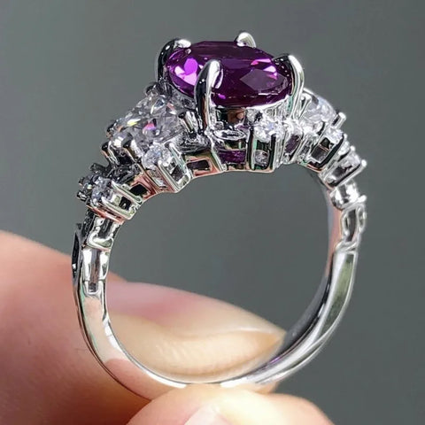 Charm Silver Color Round Heart Rings
