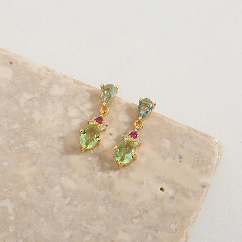 1Pair Good Quality Gold Color Olive Green Zircon