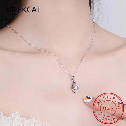 925 Sterling Silver Moissanite 1 Carat Water Drop Necklace