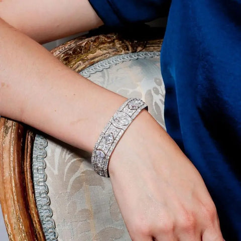 WUIHA Vintage 925 Sterling Silver Lab Sapphire Bracelet