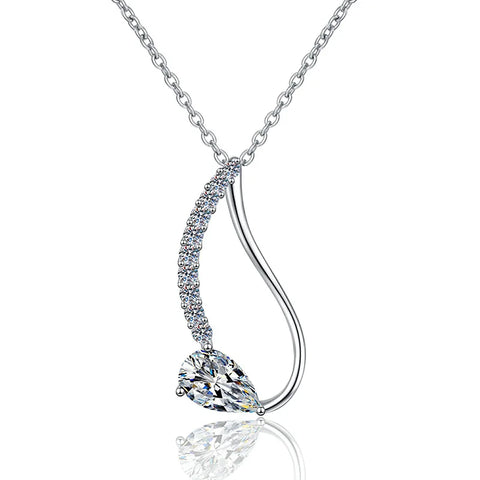 D-color moissanite pendant with water droplet diamond necklace