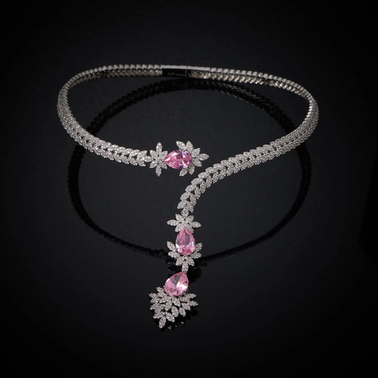 240905 Cuff Necklace Set for Women Bridal Wedding Party Cubic Zirconia  Jewelry Sets For Wedding Party Dress Suits Jewelry set
