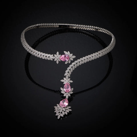 240905 Cuff Necklace Set for Women Bridal Wedding Party Cubic Zirconia  Jewelry Sets For Wedding Party Dress Suits Jewelry set