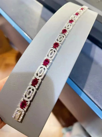 ZOCA Luxury 925 Sterling Silver Round Lab Ruby Sapphire
