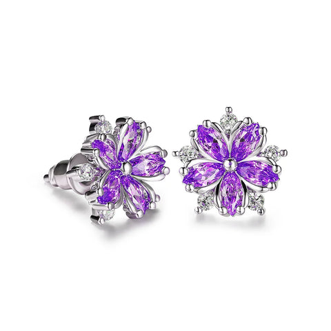 Luxury Female Pink Zircon Stone Earrings