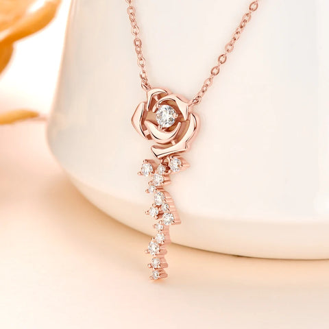 OXTAO Rose Moissanite Jewelry Set 925 Sterling Silver