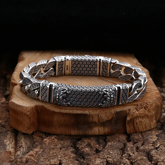 S925 Sterling Silver Armor Pattern Bracelet