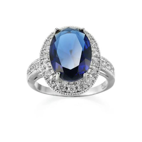 Trendy Real 925 Sterling Plata Luxury Blue Zircon
