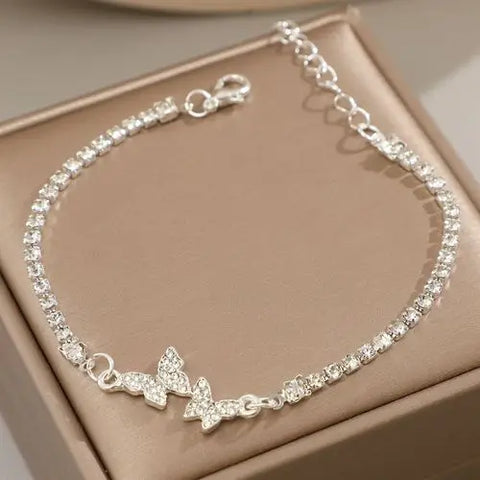 Retro 925 Sterling Silver Blue Crystal Bracelets