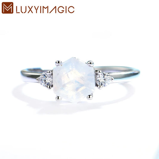 Luxyimagic Natural Moon Natural Moss Agate Gemstones Ring - BOLEVARD RING
