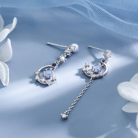 Korean Exquisite Cloud Crystal Tassel Earrings