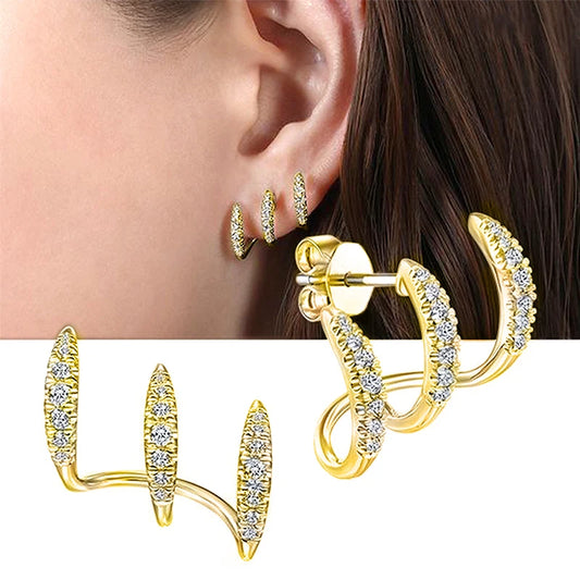 Huitan Silver Color Claws Stud Earrings