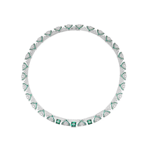 Designer Collection Style Necklace Earrings Women Lady Inlay Cubic Zircon Synthetic Emerald Pendant Dinner Party Jewelry Sets