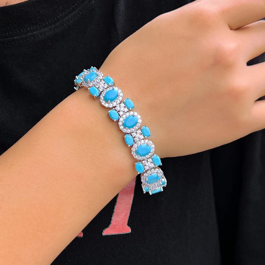 ThreeGraces 2024 New Luxury Blue Turquoise Geometric