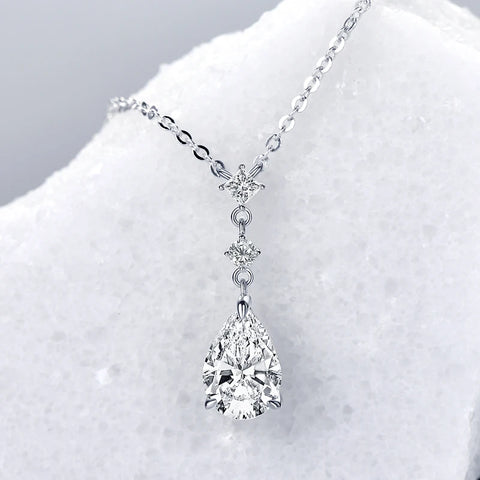 OXTAO 7x10mm 2.0ct Adjustable Water Drop Shape Moissanite Pendant Necklace Women's 925 Sterling Silver Luxury Jewelry Party Gift