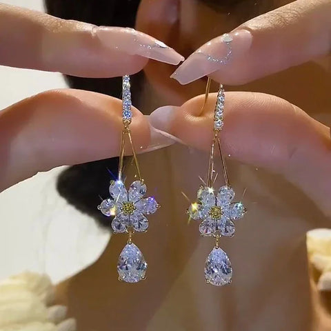 Zircon Wheat Tassel Pendant Gold Color U-shaped
