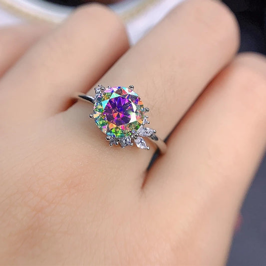 Newest 2 ct Colorful Moissanite Ring