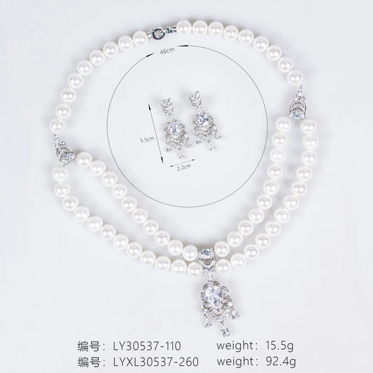 Saudi necklace summer women senior sense personality exaggerated flash light luxury water drop zircon necklace earrings set