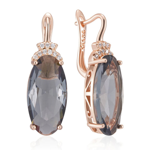 Kinel Hot Grey Big Oval Drop Dangle Earrings