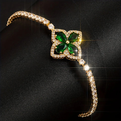 Advanced Flower Shaped Zircon Encrusted Bracelet