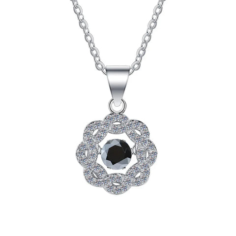 JEJIRCON S925 Sterling Silver Moissanite Necklace for Women 0.5CT Jumping Heart Moving Flower Versatile Pendant Clavicle Chain