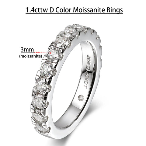 Serenity 1.4cttw D Color VVS1 Moissanite Row Rings