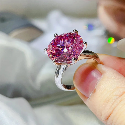 Round Cut 5ct Pink Moissanite Diamond Ring