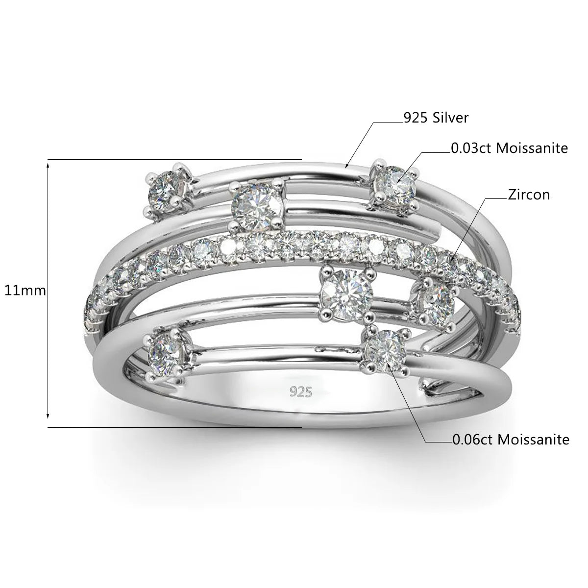 Szjinao Brand Trendy  Moissanite Ring - BOLEVARD RING