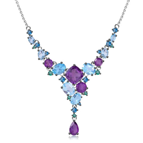 GEM'S BALLET Natural Mystic Quartz Topaz Necklace