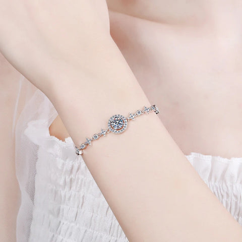 NeeTim 1ct 6.5mm Moissanite Bracelet