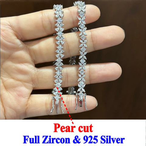 Leaf Flower Pear Zircon Bracelet