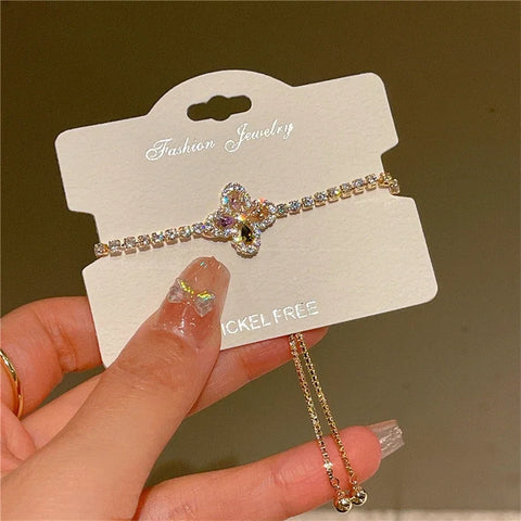 Korean Original Design Sparkling Zircon Flower Bracelet