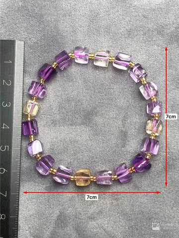 آatural amethyst citrine with shape cube bracelet
