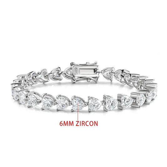 TFGLBU Cute 6mm Heart Cut Zircon Tennis Bracelet