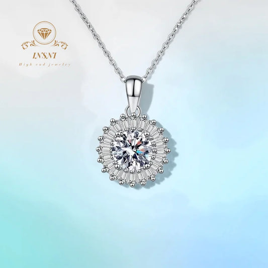 1CT D Color Moissanite S925 Silver Prism Cut Full Drill Luxury Lock Bone Chain Necklace Women's Jewelry GBA Certified Gift Her