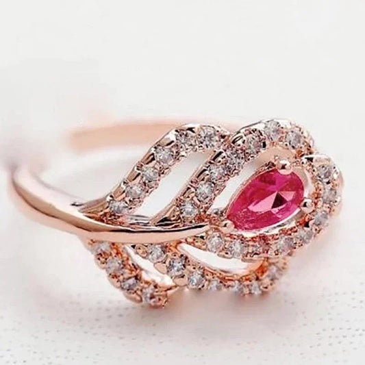 Gorgeous Red Pear Cubic Zircon Rings