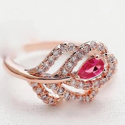Gorgeous Red Pear Cubic Zircon Rings