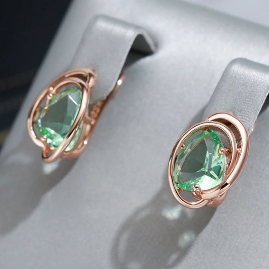 Wbmqda Geometric Light Green Stone Drop Earrings
