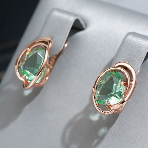 Wbmqda Geometric Light Green Stone Drop Earrings