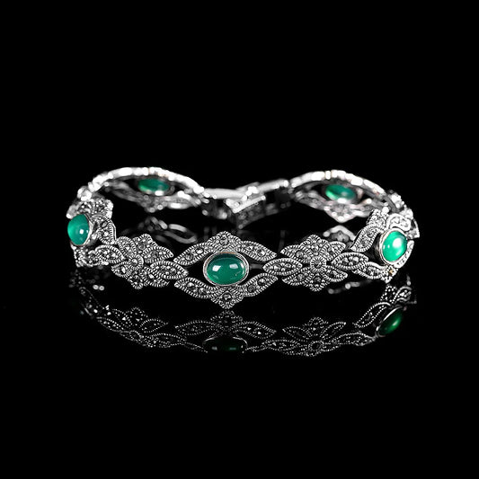 Transparent Green Chalcedony Oval Bracelets