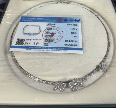 ZOCA 925 Sterling Silver Necklace Dazzling Flower Design