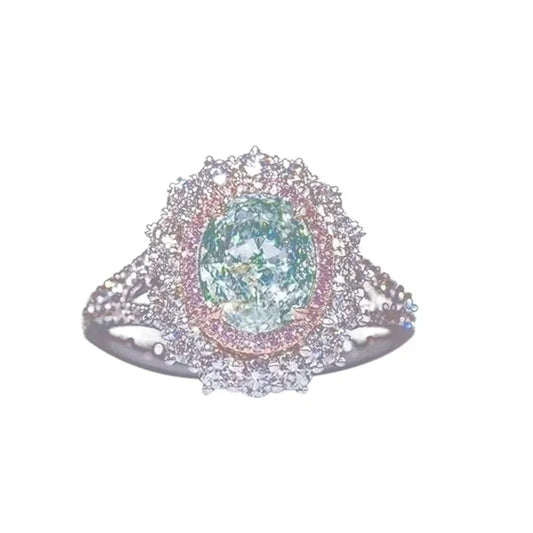 Luxurious Silver Color Inlaid Pink Zircon Multicolour Stones Rings