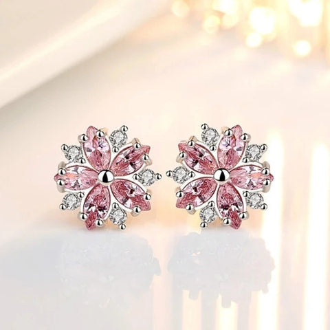 Luxury Female Pink Zircon Stone Earrings