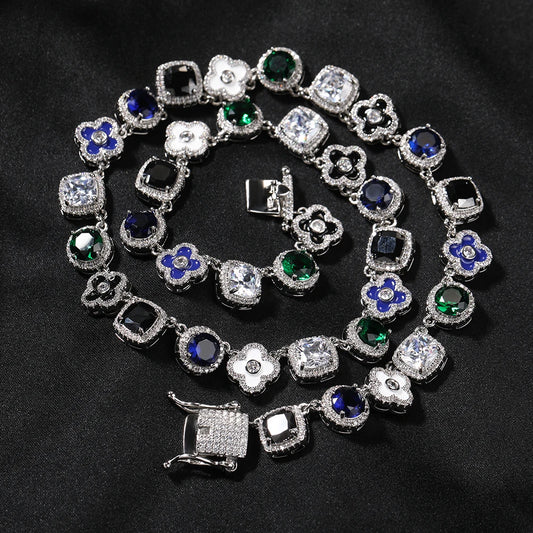 Uwin Square Colored Zircon Necklace